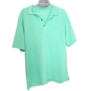 PGA Tour Mens XL Golf Polo Shirt Mint Green Short Sleeve Pocket Airflux Pique‎